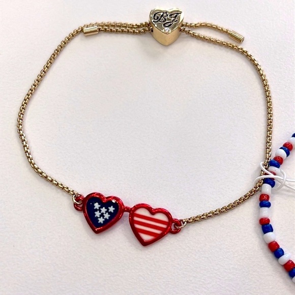 Brand New Betsey Johnson Set of 2 Patriotic 4th of July Bracelets Ice Cream Cone - Picture 4 of 13